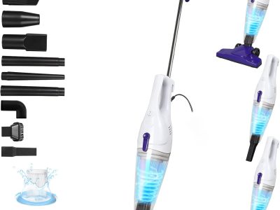 Corded Vacuum Cleaner, 15KPa Powerful Suction with 400W Motor, 12 in 1 Lightweight Bagless Stick Vac with Handheld, Ultra Quiet, for Hardwood Floor Carpet Car Pet Hair Car Pet Hair