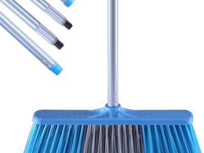 Indoor Outdoor Broom with Long Handle, 53" Angle Brooms for Floor Cleaning Sweeping Broom for Garage, Patio, Garden, House and Kitchen