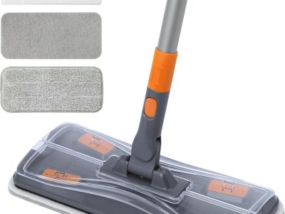 Lightweight Flat Mop with 10 Disposable & 1 Washable Pads, Scrubber for Wet/Dry Hardwood Floor Cleaning, Tile Grout Cleaner, Microfiber for Laminate, Pet Hair Dust