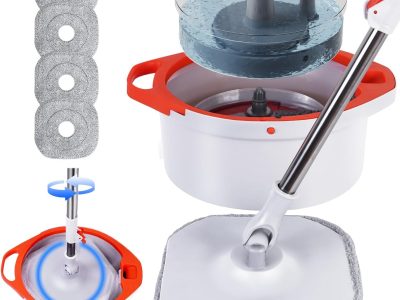 Spin Mop and Bucket Set with Separate Dirty and Clean Water