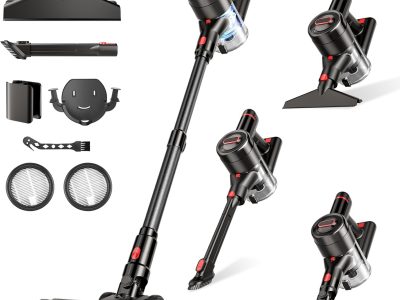 Cordless Vacuum Cleaner, 450W 40Kpa Stick Vacuum with Powerful Suction, 50Mins Vacuum Cleaners for Home, Anti-Tangle Brush, 8 in 1 Lightweight Vacuum for Hard Wood Floor Carpet Pet Hair