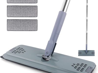 Flat Mop with 3 Pads, Microfiber Mops for Floor Cleaning Adjustable Handle 29-49, Dust Mop for Hardwood Floors, Wet Dry Use on Laminate Wood Tile Vinyl Wall Mopping Bathroom Kitchen Household Supplies