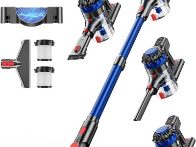 Cordless Vacuum Cleaner, 500W/40Kpa Vacuum Cleaners for Home, 60Mins Stick Vacuum with LED Display, Anti-Tangle & Wall Mount Charging, 8 in 1 Lightweight Vacuum for Hard Floors Carpet Pet Hair