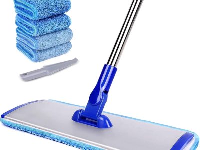 18" Professional Microfiber Mop Floor Cleaning mop, Flat Mop with Stainless Steel Handle,4 Reusable Washable Mop Pads and mop Pads Brush,Microfiber Mop for Hardwood (18" Microfiber Mop)