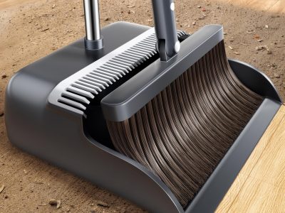 Broom with Dustpan Combo Set, Broom and Dustpan Set with 51.6" Long Handle & Two Broom Heads, Brooms with Dust Pan Teeth for Pet Hair, Indoor&Outdoor Sweeping, Home, Kitchen, Office