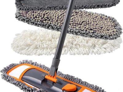 Mops for Floor Cleaning with 3 Different Washable Pads and Extendable 55” Long Handle, Multifunction Dust Mop for Hardwood,Marble,Tile Floor Mopping,Orange